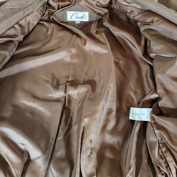 Vintage 90s Brown Leather Bomber Jacket Slouchy Fit Women’s M - Picture 9 of 12